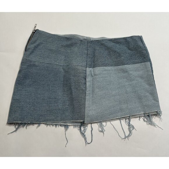 EB Denim Asymmetrical Micro Skirt in Light - Picture 4 of 5